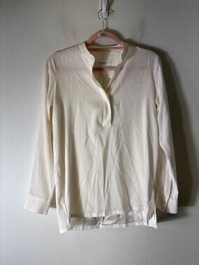 Amina Rubinacci Off White Long Sleeve Silk Tunic Style Top Sz 42